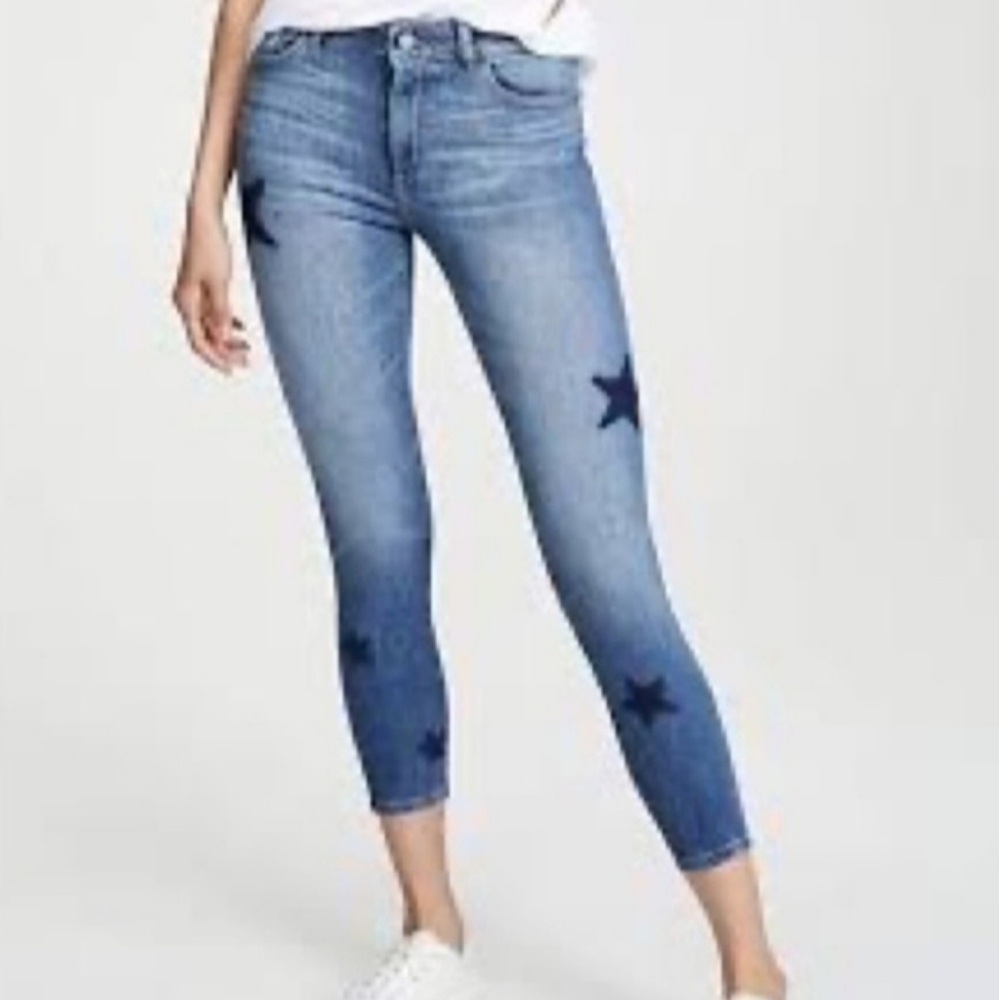 DL1961 Florence Cropped Denim Jeans Size 26 Star Print - Picture 3 of 10